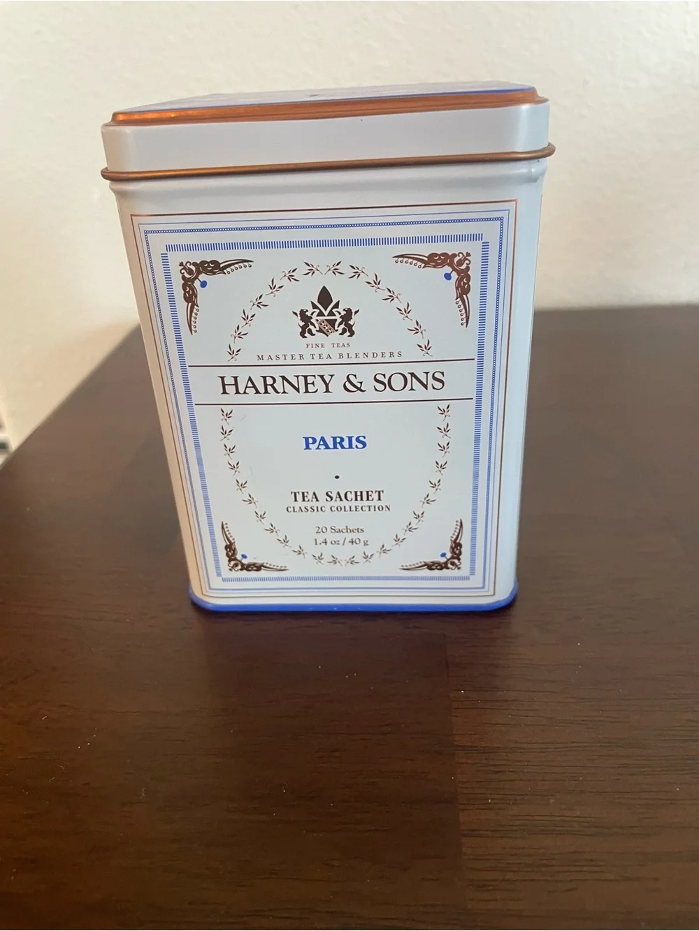 Garnet & Sons, Blue and Copper Tea Tin